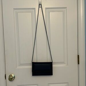 Navy blue satin evening bag